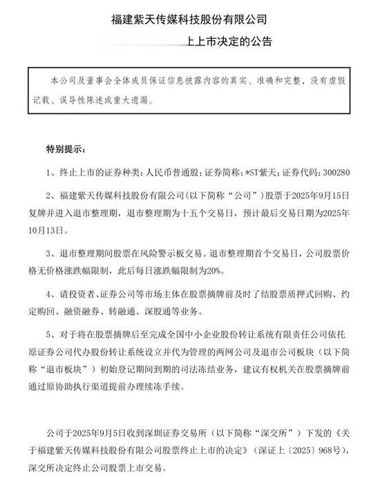 深交所: 300280, 终止上市!