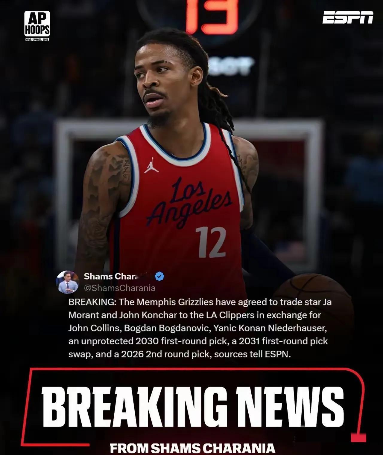 再见了孟菲斯，枪王要把天赋带到洛杉矶去了，和哈登组后场双枪，和小卡组三巨头，原来