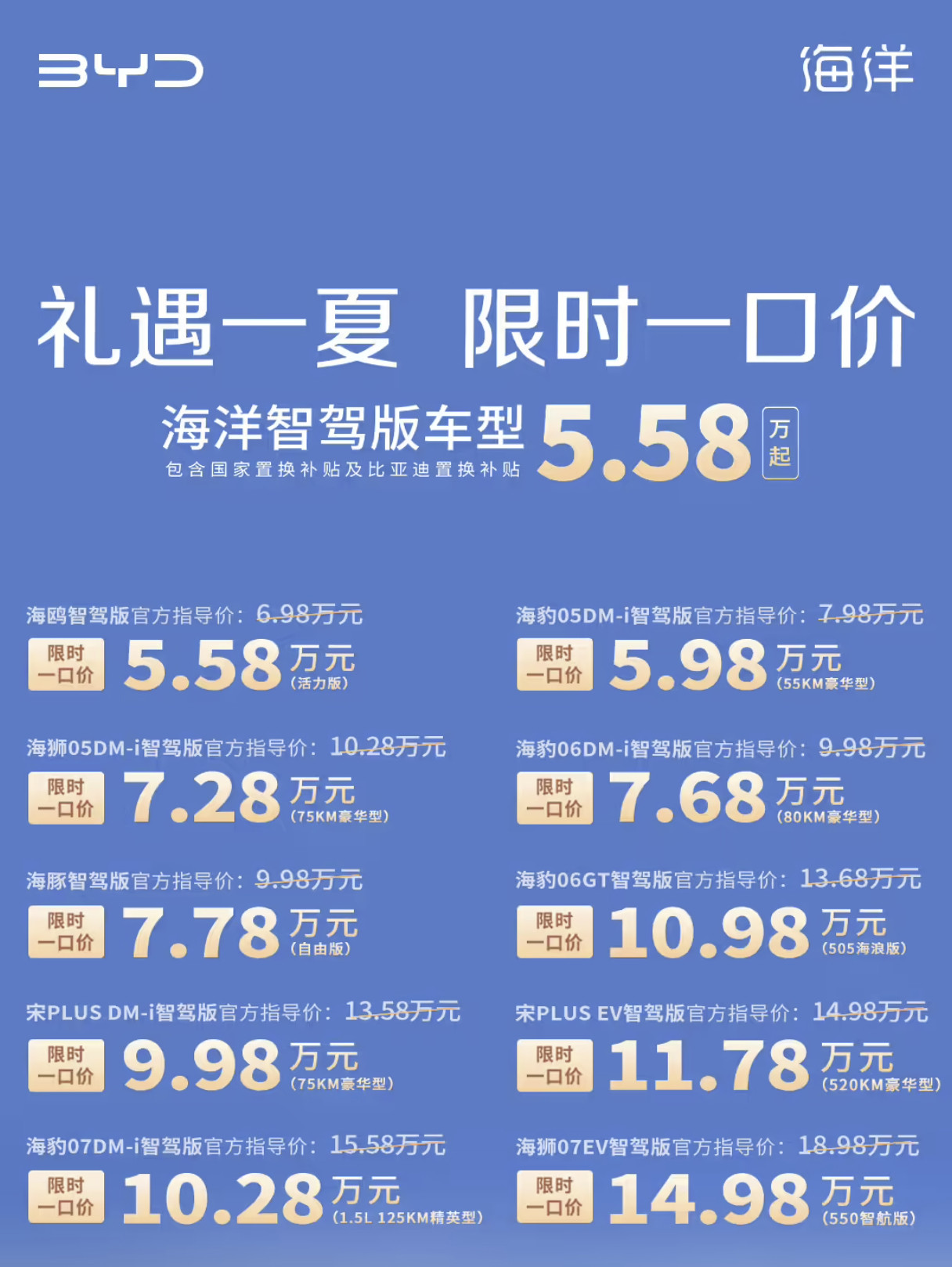 感受一下比亚迪海洋网这个促销力度，叠加国家置换补贴和比亚迪的置换补贴，最高能优惠