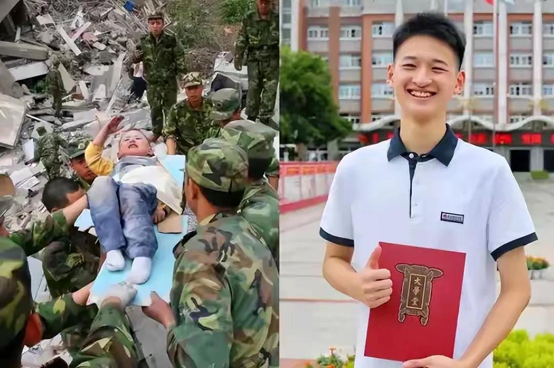 汶川地震努力且最幸运的人，恭喜“敬礼娃娃”郎铮裸分考上了北大提起郎铮，很多人