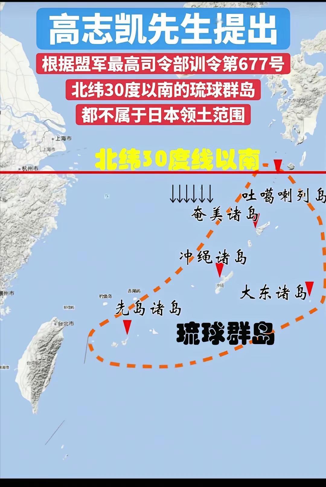 高志凯给日本划线了！北纬30度以南岛屿不属于日本。怎么把开罗宣言落到实处？《开罗