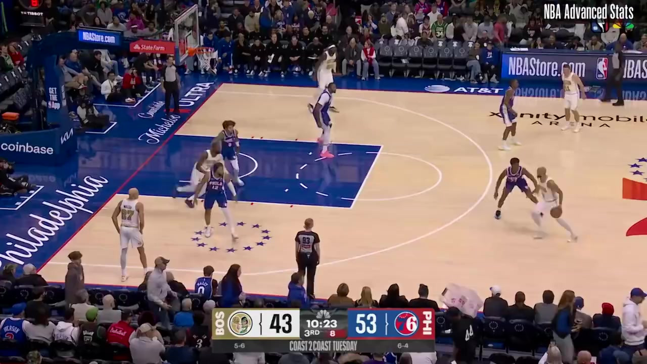 杰伦布朗24+6+5高光时刻!对阵76人集锦震撼全场