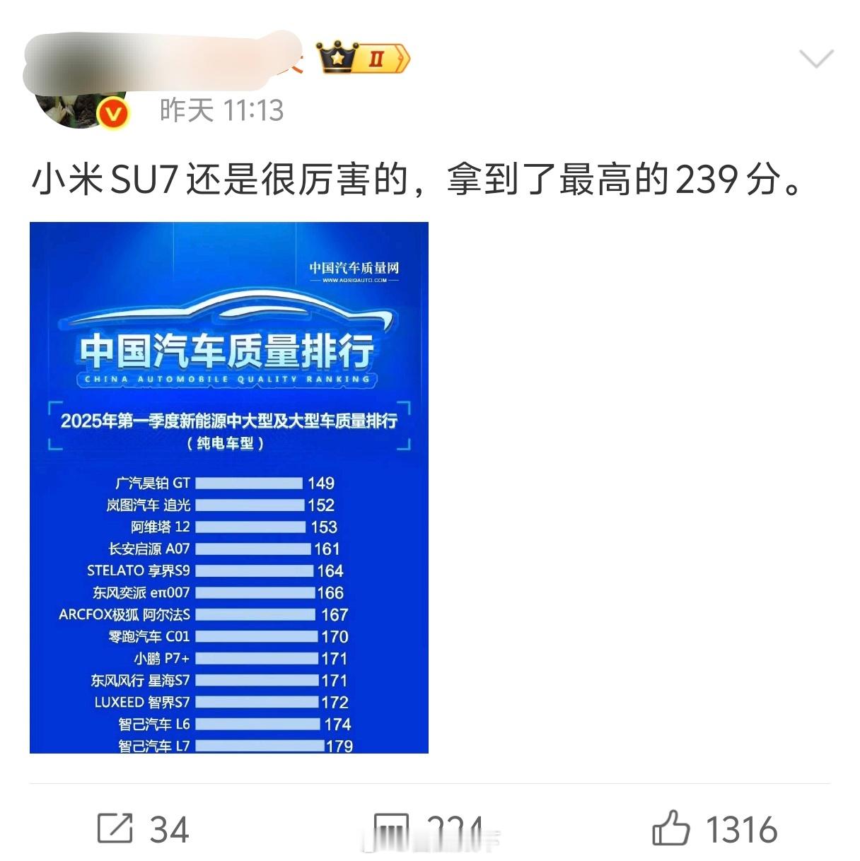 任何相信小米SU7质量倒数第一的那群人？姑且不谈它们的智商水平，但它们的心理一定