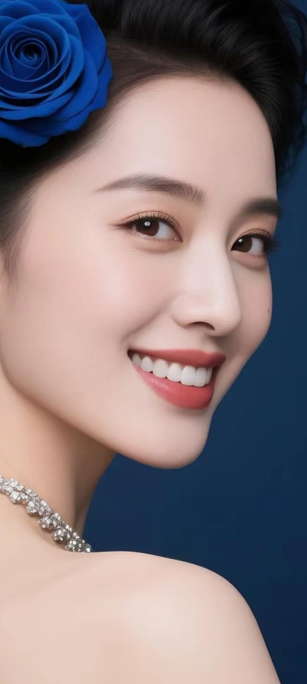 优雅蓝玫瑰，微笑的魅力