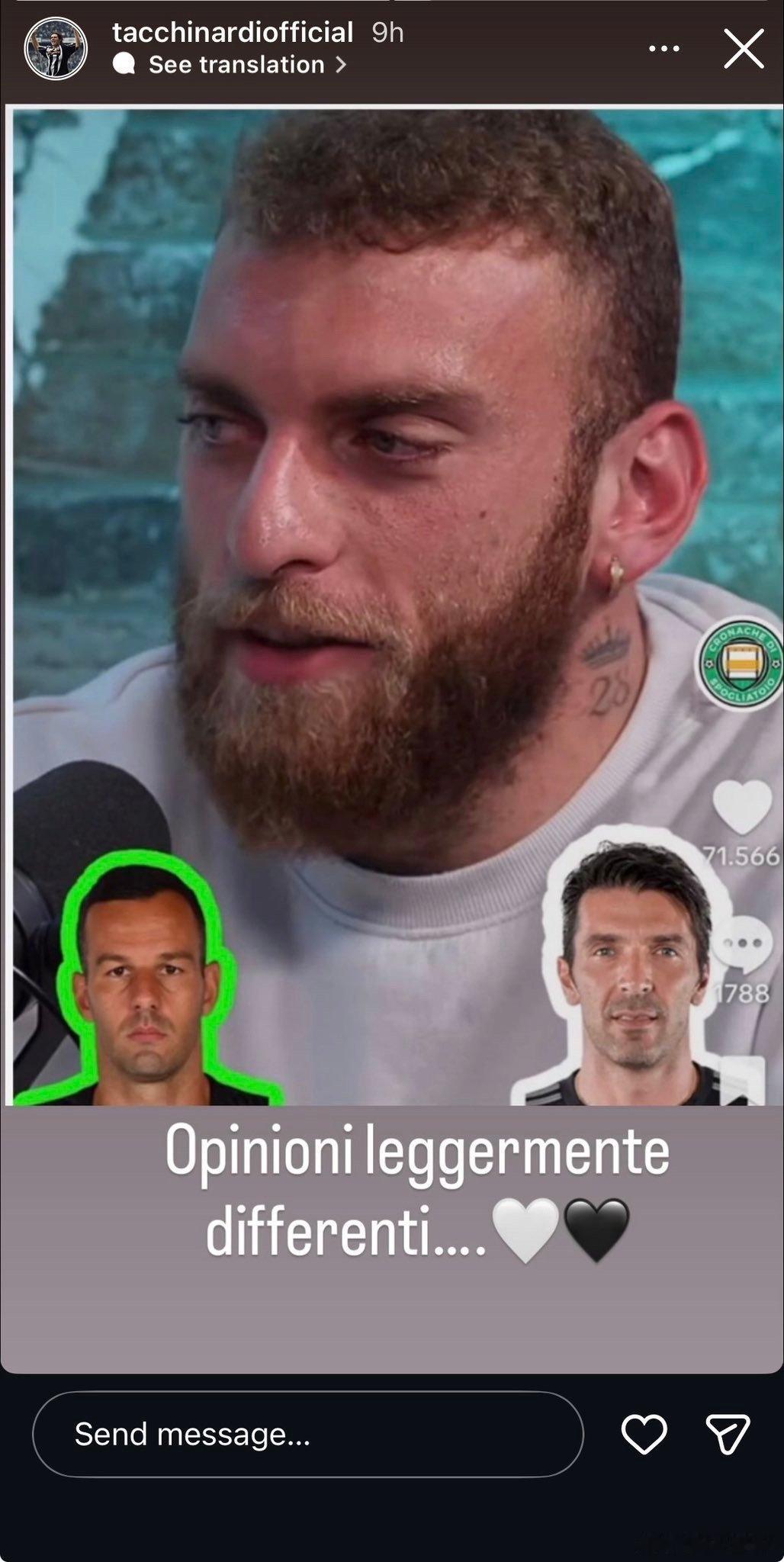 难绷，塔奇纳蒂直接开炮迪格雷格奥，后者在很久之前的一档节目中在汉达诺维奇和布冯二