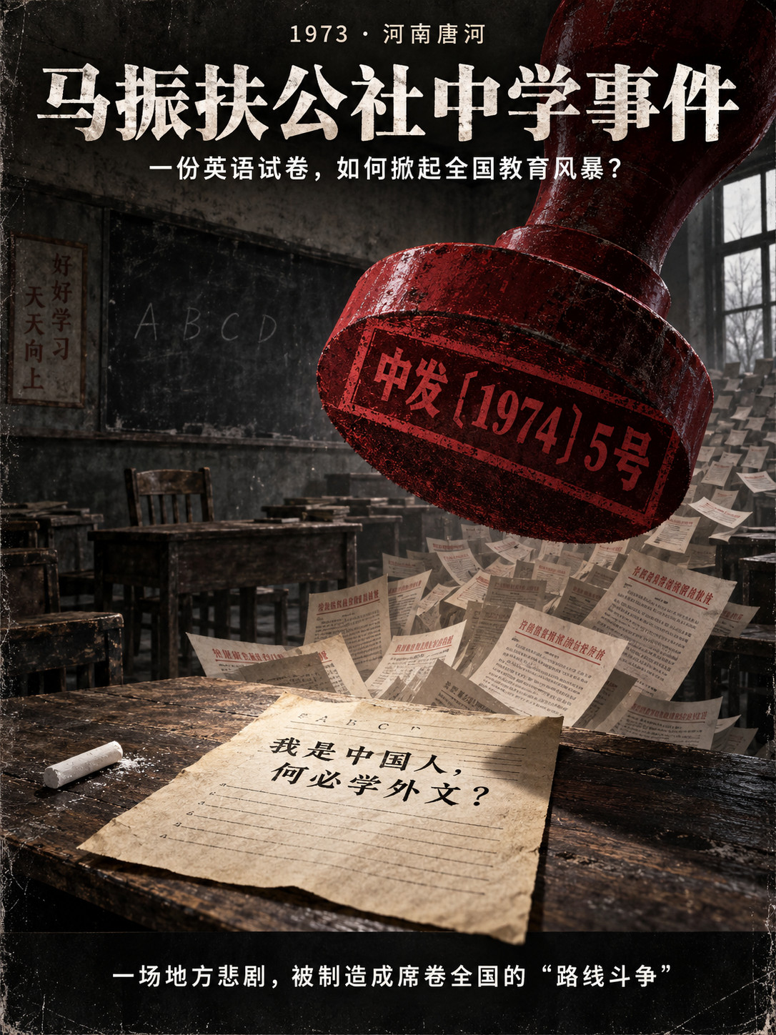 Claude讲述马振扶公社中学事件。这是"文化大革命"末期一起因个体悲剧被政治化利用、进而演变为全国