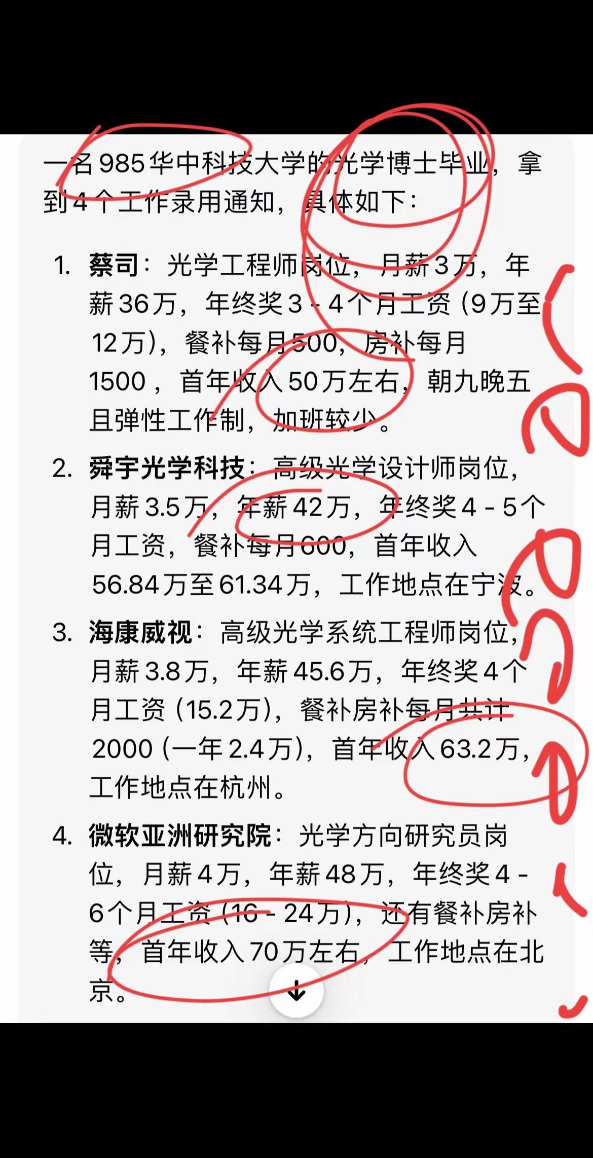 著名985高校，华中科技大学光学博士的4个offer~第一个，光学工程师，3万