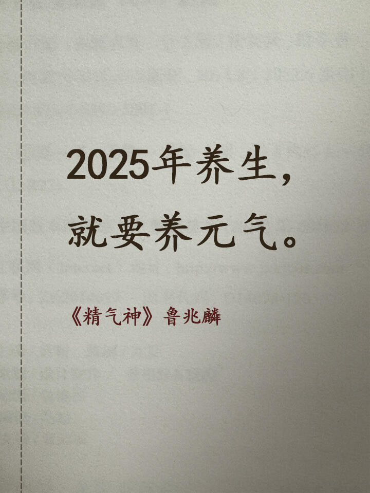 2025年，养元气。存在于肾脏之中，来源中先天父母的气，称作元气;来源于后天，由