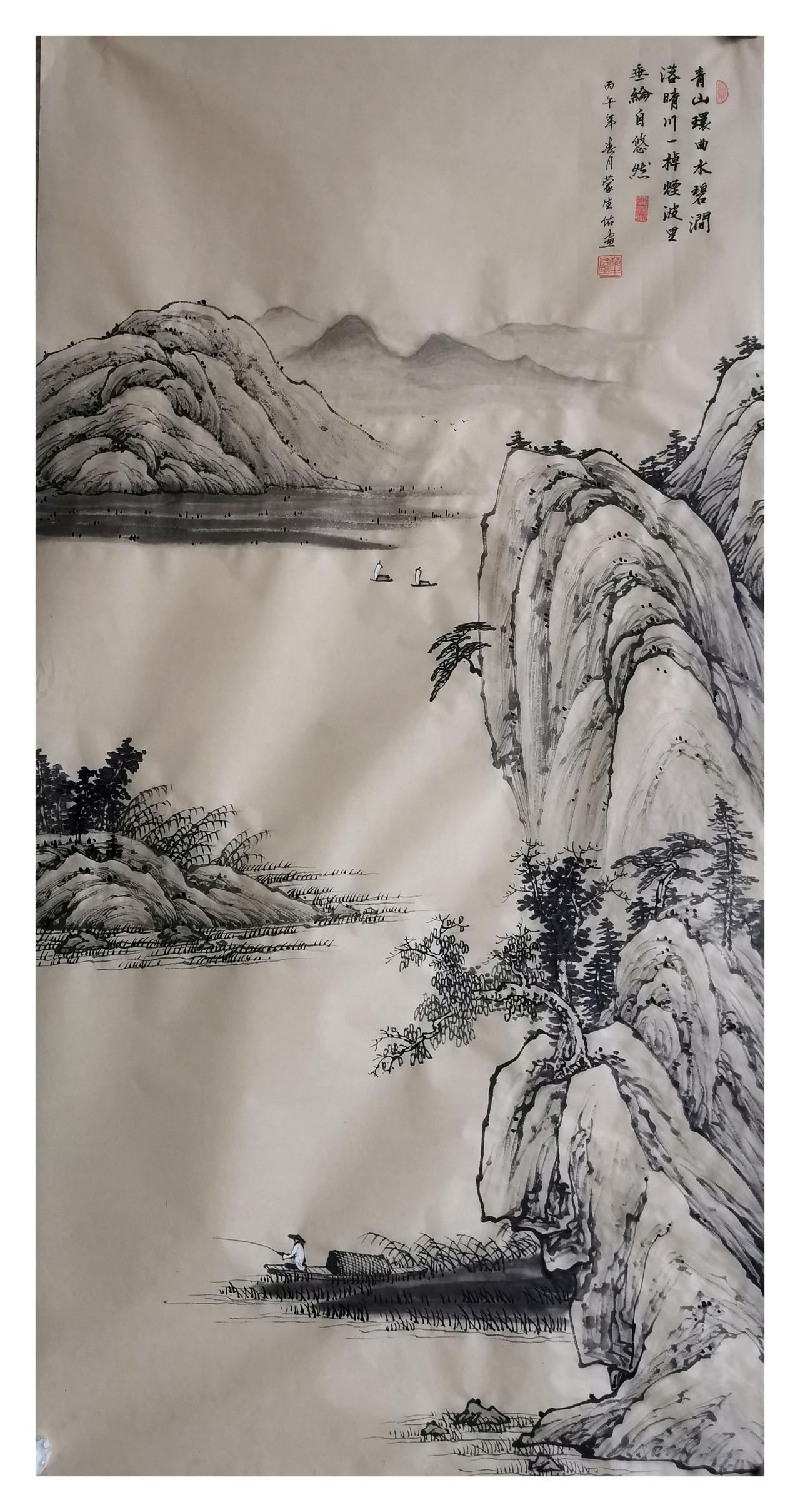 中国山水画原创作品欣赏：传统水墨山水画水墨风格山水画水墨中国山水画中国墨山