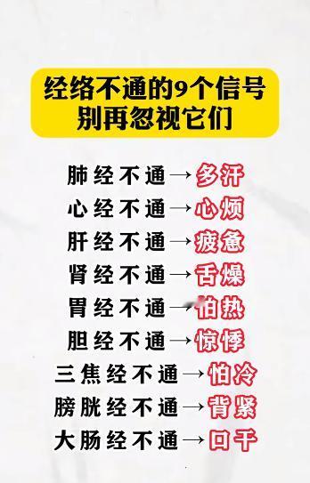 经络不通的9个信号~