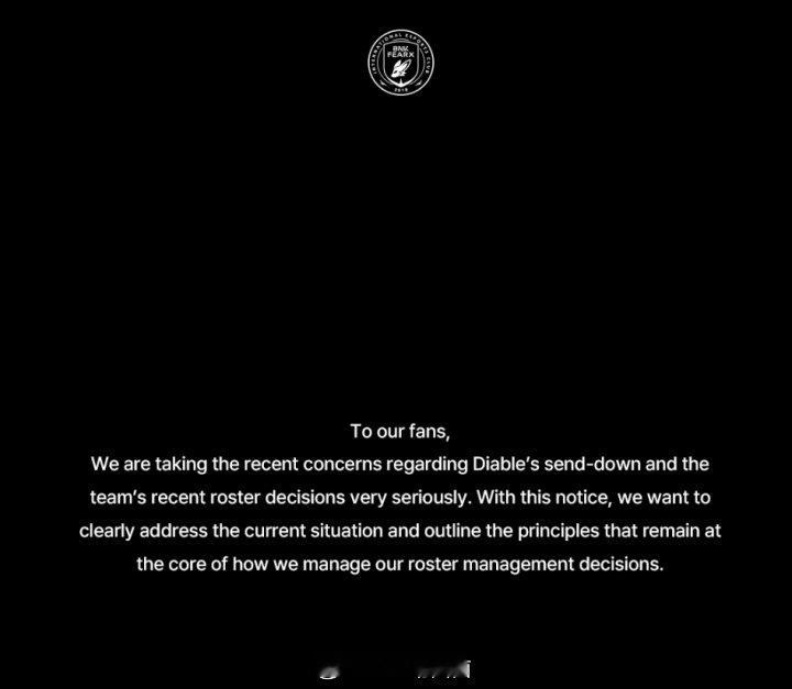 BFX下放DiableBFX官宣下放Diable：职业态度不佳，多次未能遵守内部