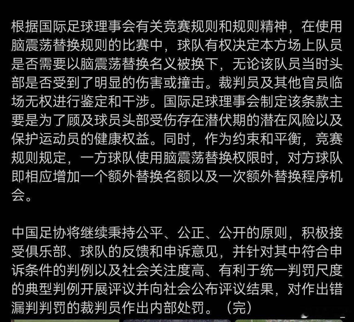 这是一国足协且通过所谓的“专家们”评议得出的结论，我们还说什么。啥叫脑震荡？我头