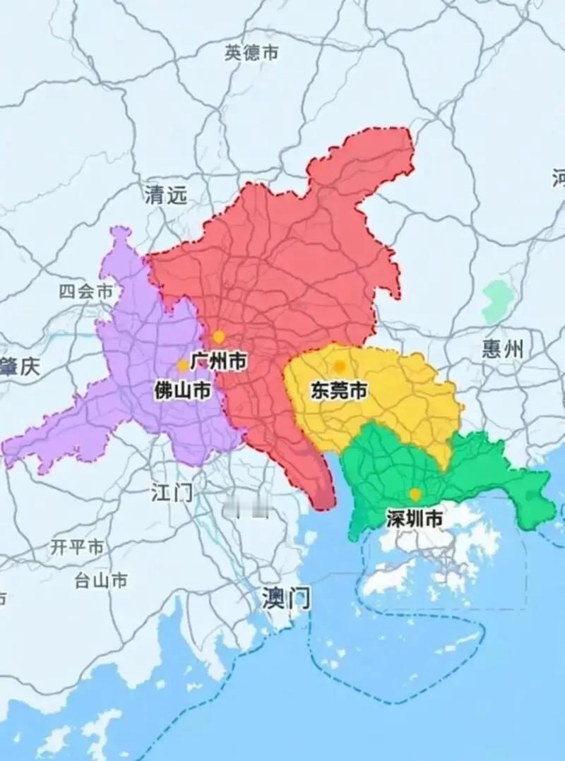 如果广深佛莞合并在一起，会是怎样？没想到吧，广深佛莞四个城市加在一起，面积都还