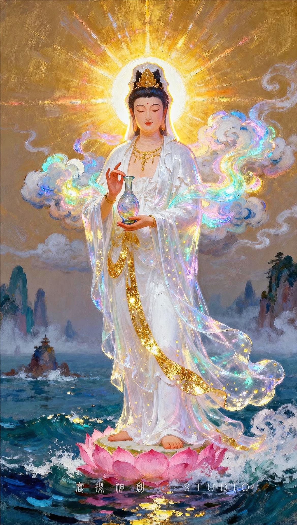 观音慈悲，照见我心。愿我所求，皆是正善。愿身心安泰，家人平安，所行坦途，所遇良缘