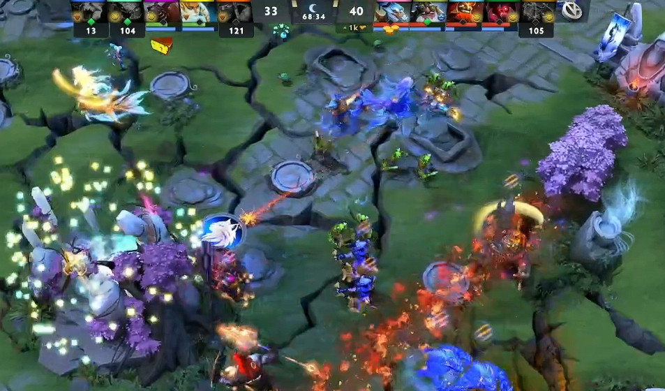 VG在经济一度落后30k的巨大劣势下通过抓到对面掉人还落单的严重失误完成极限翻盘