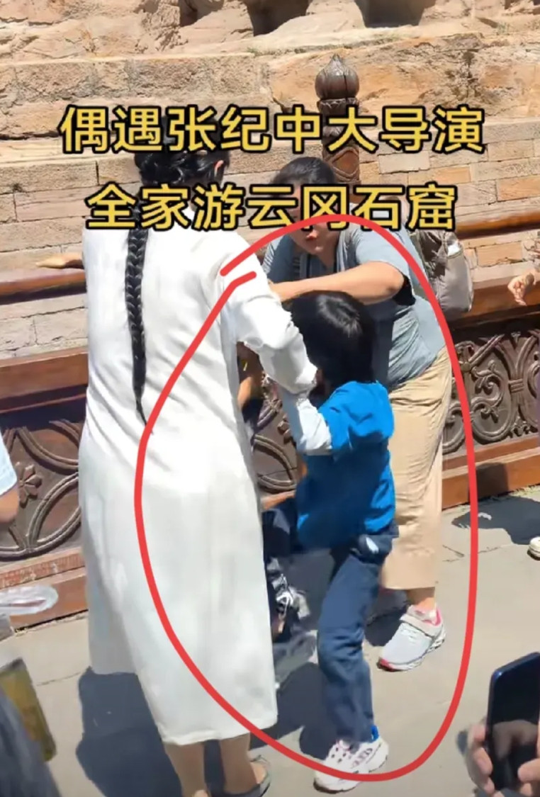 张纪中全家游云冈石窟，正要拍照，二儿子嘟嘟与大儿子马丁，俩人打起来了，杜星霖都拉