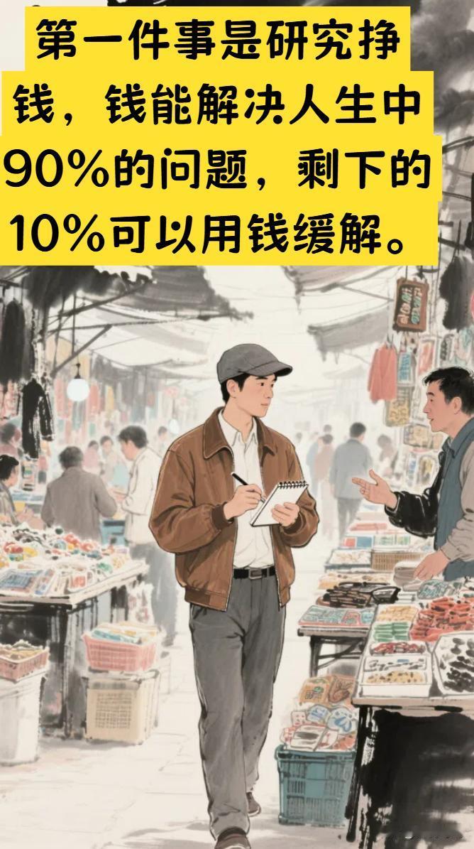 人这辈子做好三件事：研究挣钱，钱能解决约90%的问题；研究人性，看透人性可立足社