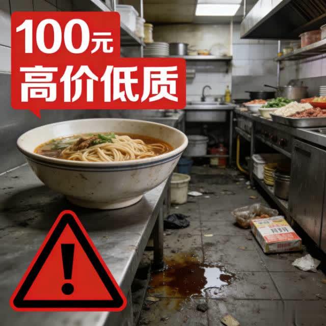 100元一碗的面馆后厨脏乱食材过期！高价≠高品质花百元吃碗面，竟踩中“天价