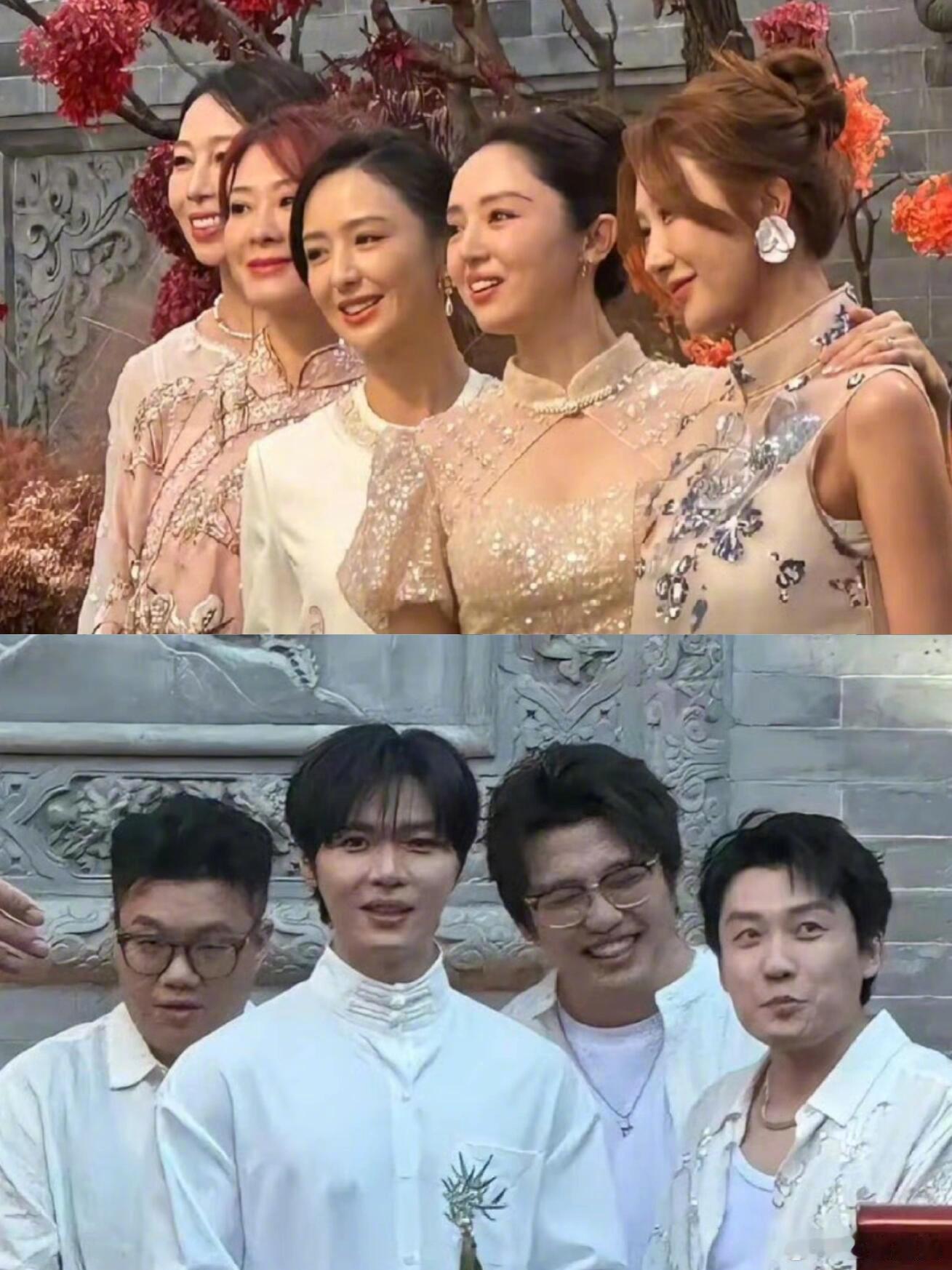 董璇伴娘团有佟丽娅董璇张维伊婚宴敬酒照有种破次元的感觉，女明星伴娘团🆚男笑星伴