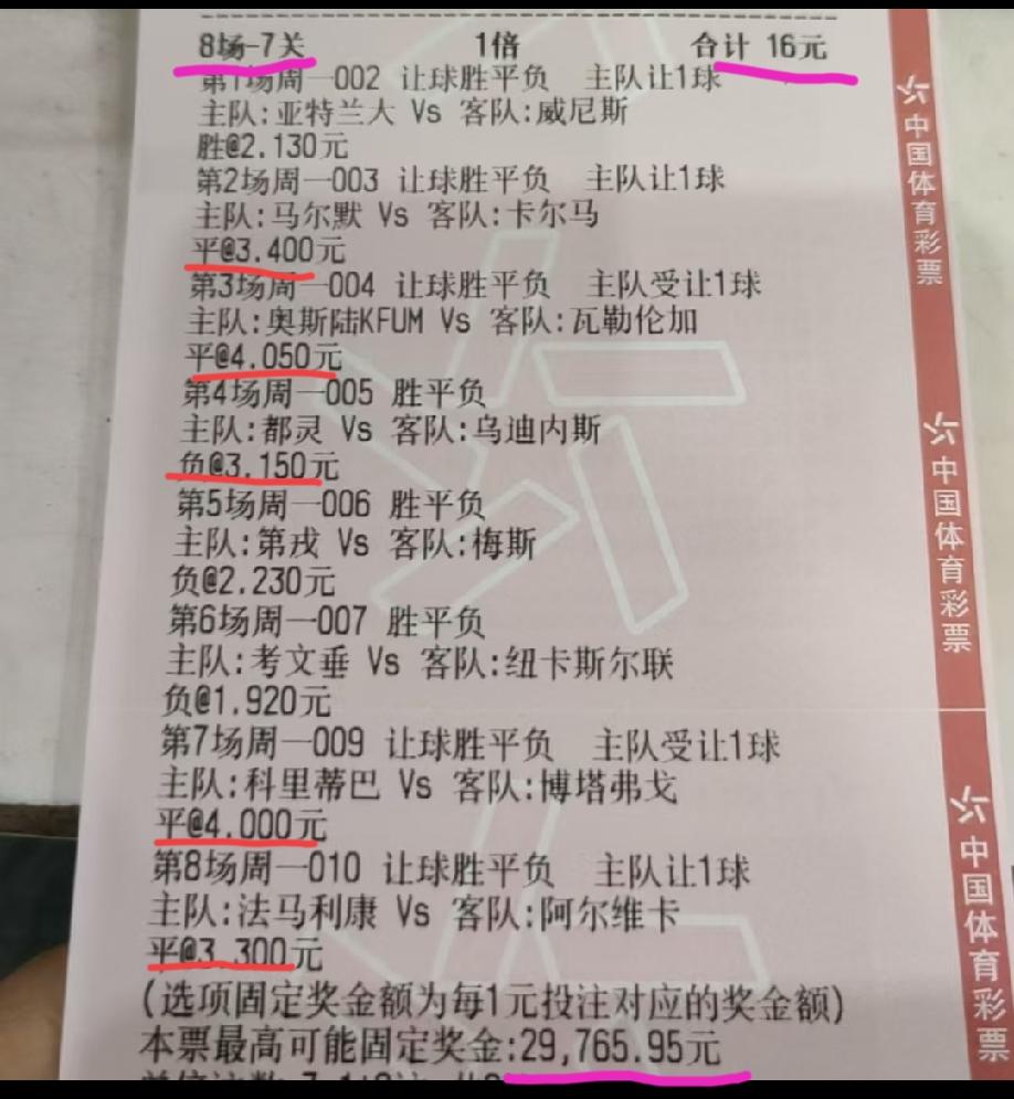 这张彩票有太多不合理的地方了，这张票如果能中，我这辈子不碰彩票！首先，他的过关