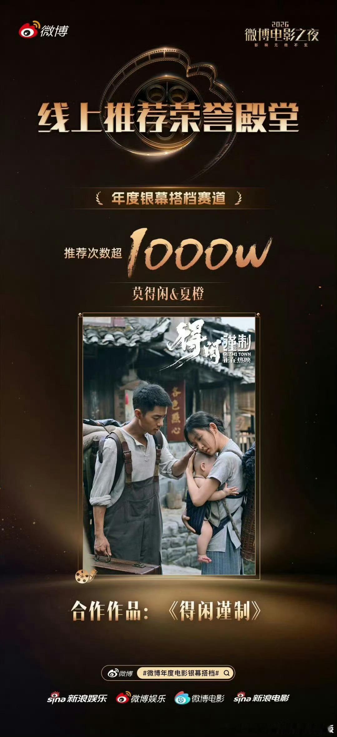 2️⃣0️⃣2️⃣6️⃣微博电影之夜线上推荐荣誉殿堂肖战得闲谨制达成三赛道破千