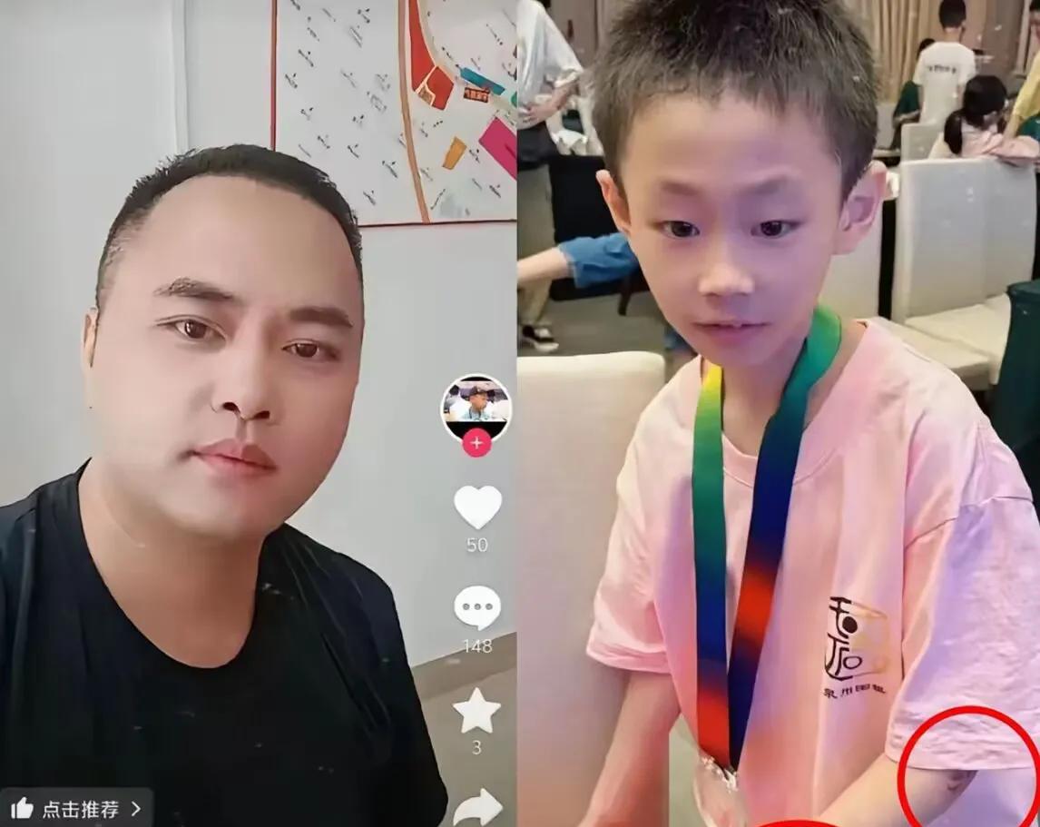 自己吃的肥头大耳，给儿子吃的什么这么瘦？九岁天才围棋少年的父亲照片曝光，看得出来