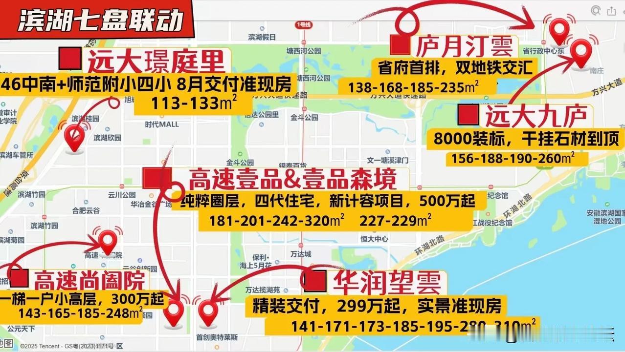 合肥滨湖新区7盘联动，这都是有钱人的选择，总价300万起。反正也是很神奇，二手房