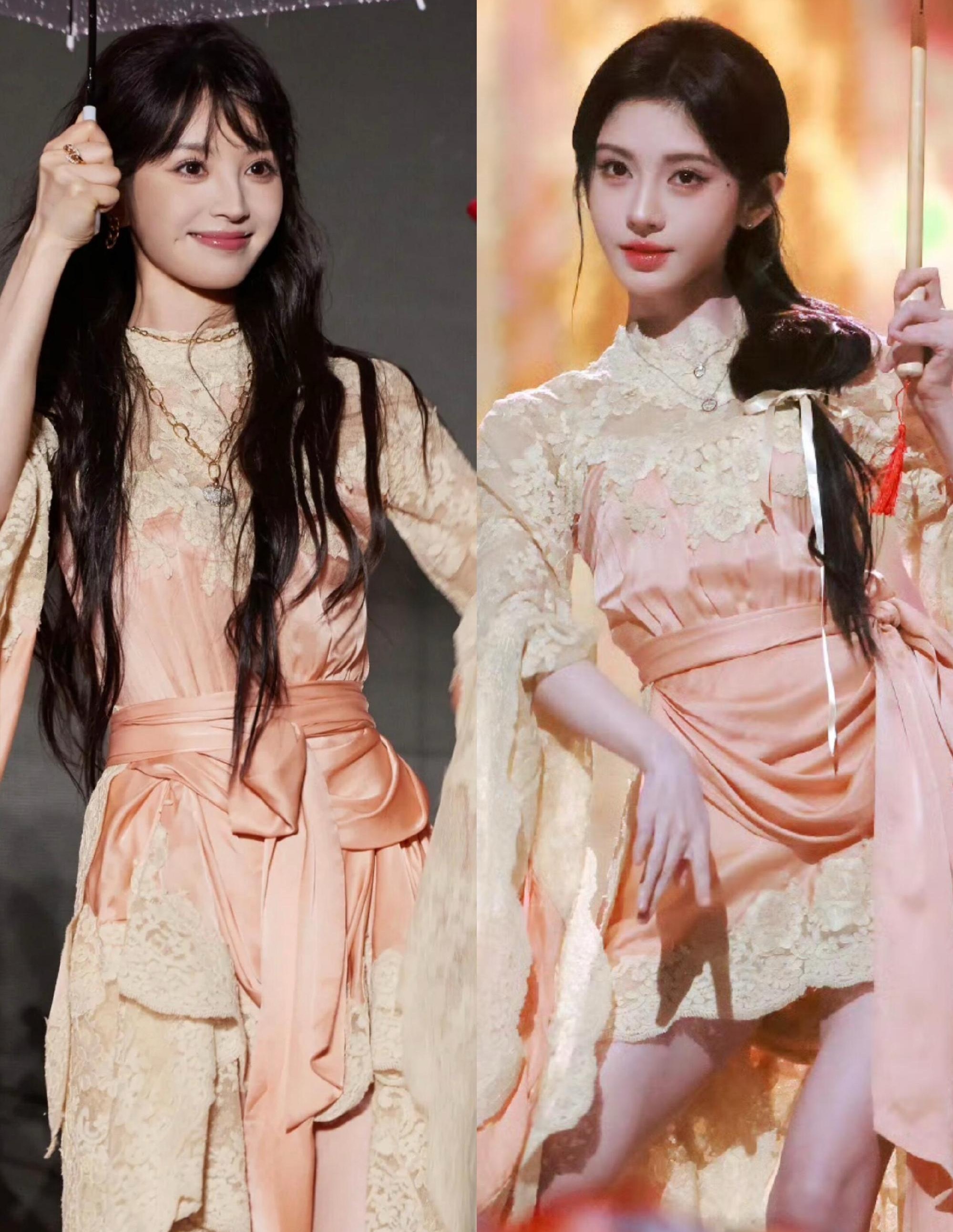 鞠婧祎和田曦薇穿的是同一条裙子吗？