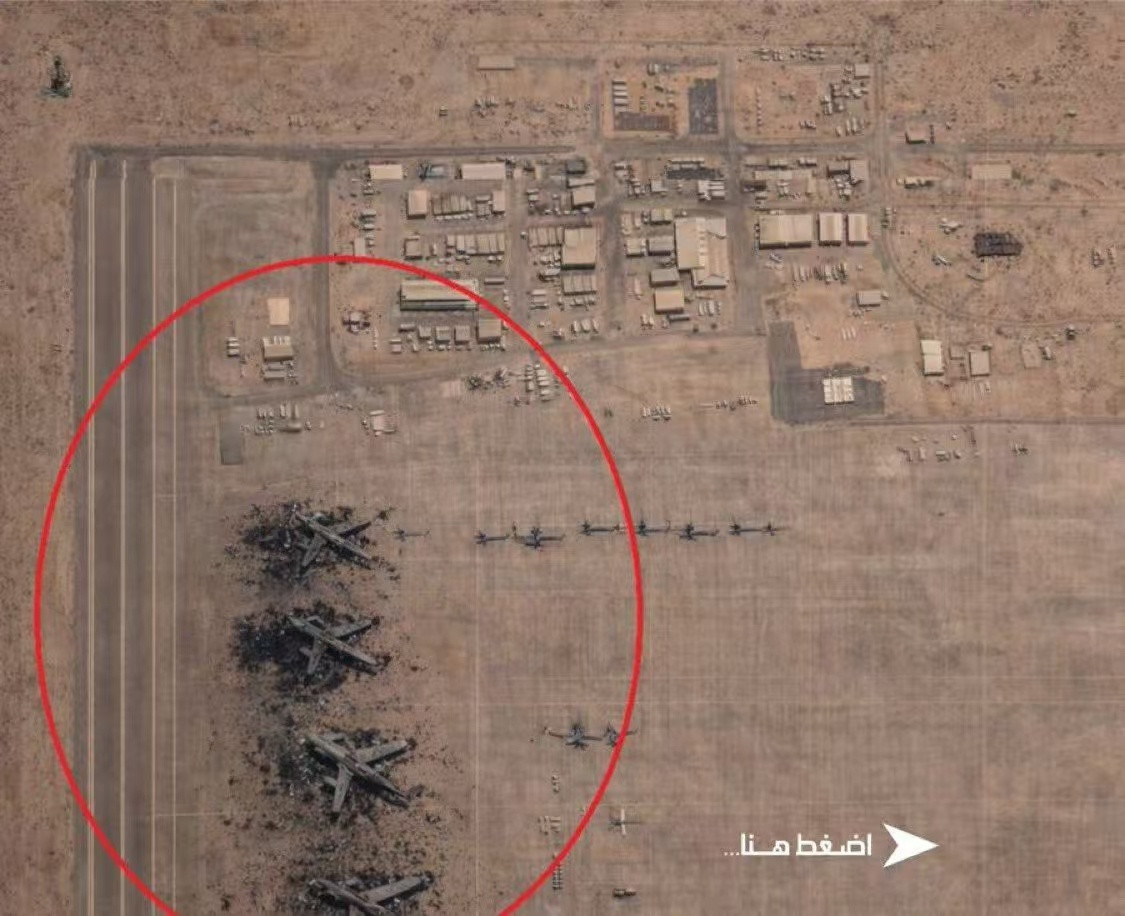 美媒称，卫星图像现已证实，伊朗在沙特阿拉伯苏丹王子空军基地摧毁了五架KC-135