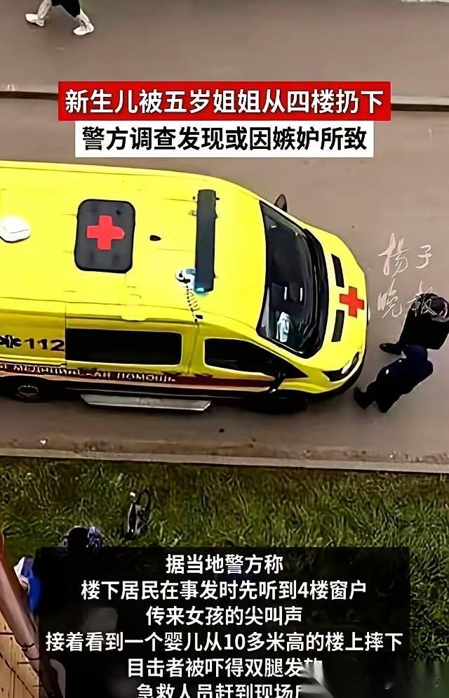 5岁的姐姐，把出生才21天的妹妹，从4楼扔了下去。当场就没了。都说是因为