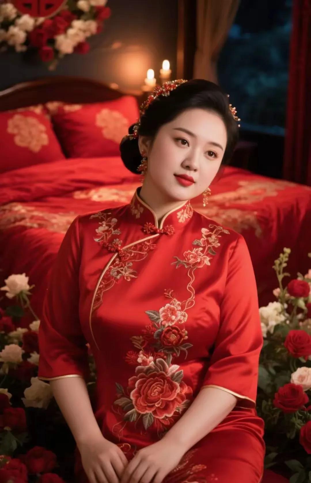 丰腴富态情丝娇，娶回家中爱如潮。两小无猜真心伴，……请友续句【百年好合度