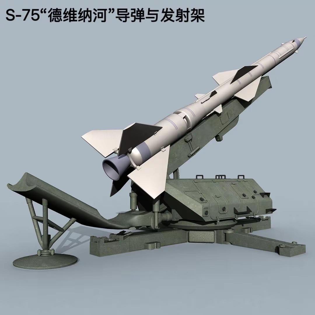 S-75/红旗-1防空导弹三维模型。苏联S-75德维纳河防空导弹，北约代号萨姆-2，我国仿制为红旗-
