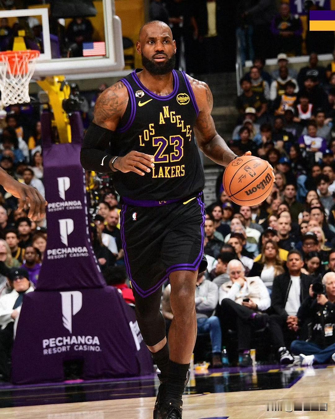 湖人141:116大胜老鹰，结束三连败，战绩重新回到第五。没想到背靠背老詹也上