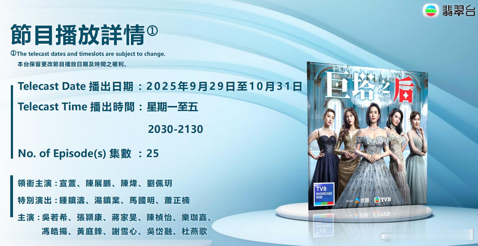新剧播出资讯丨《巨塔之后》翡翠台定档9月29日830档集數:25領銜主演: