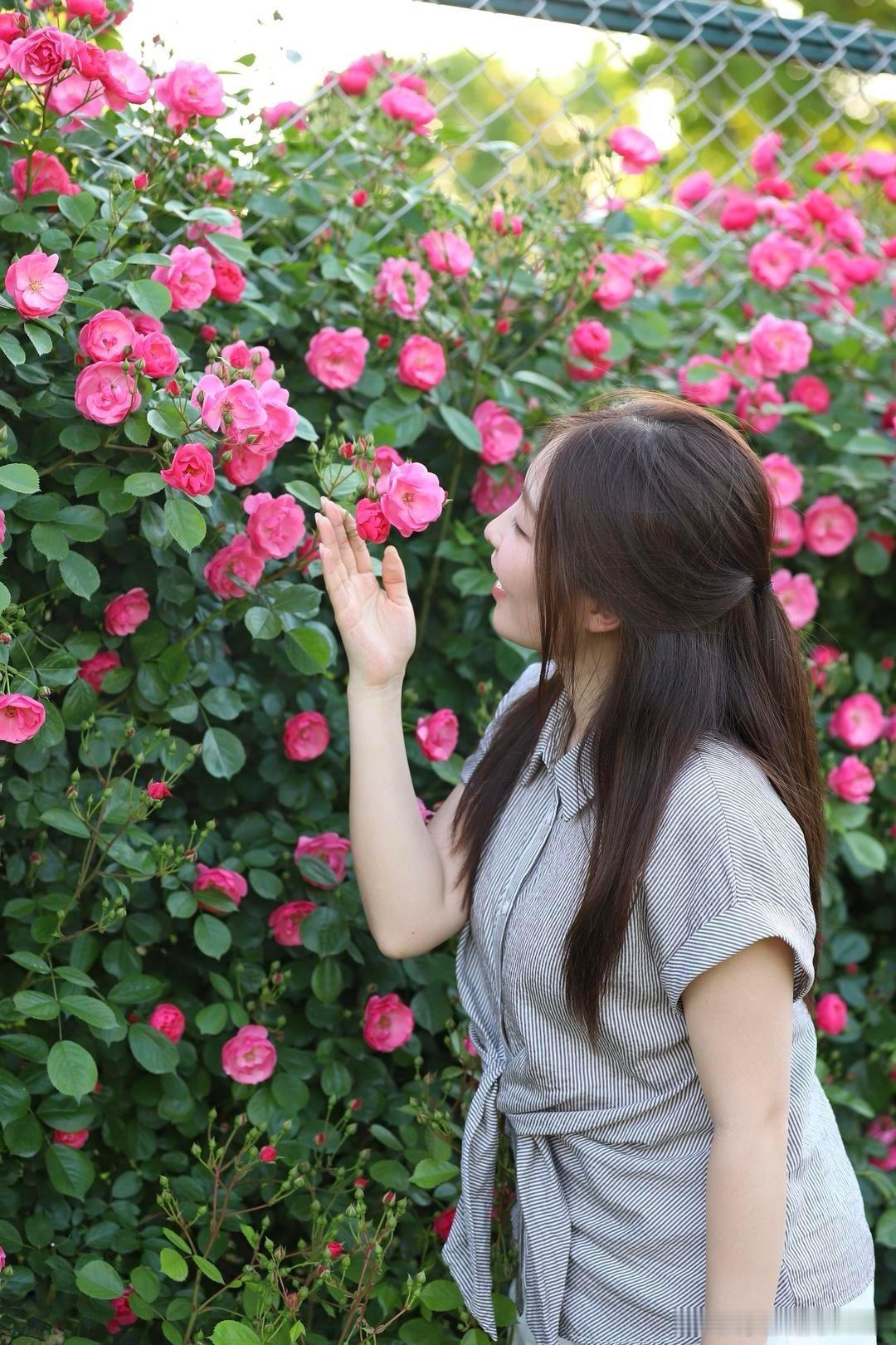 美女热门美女鲜花与少女