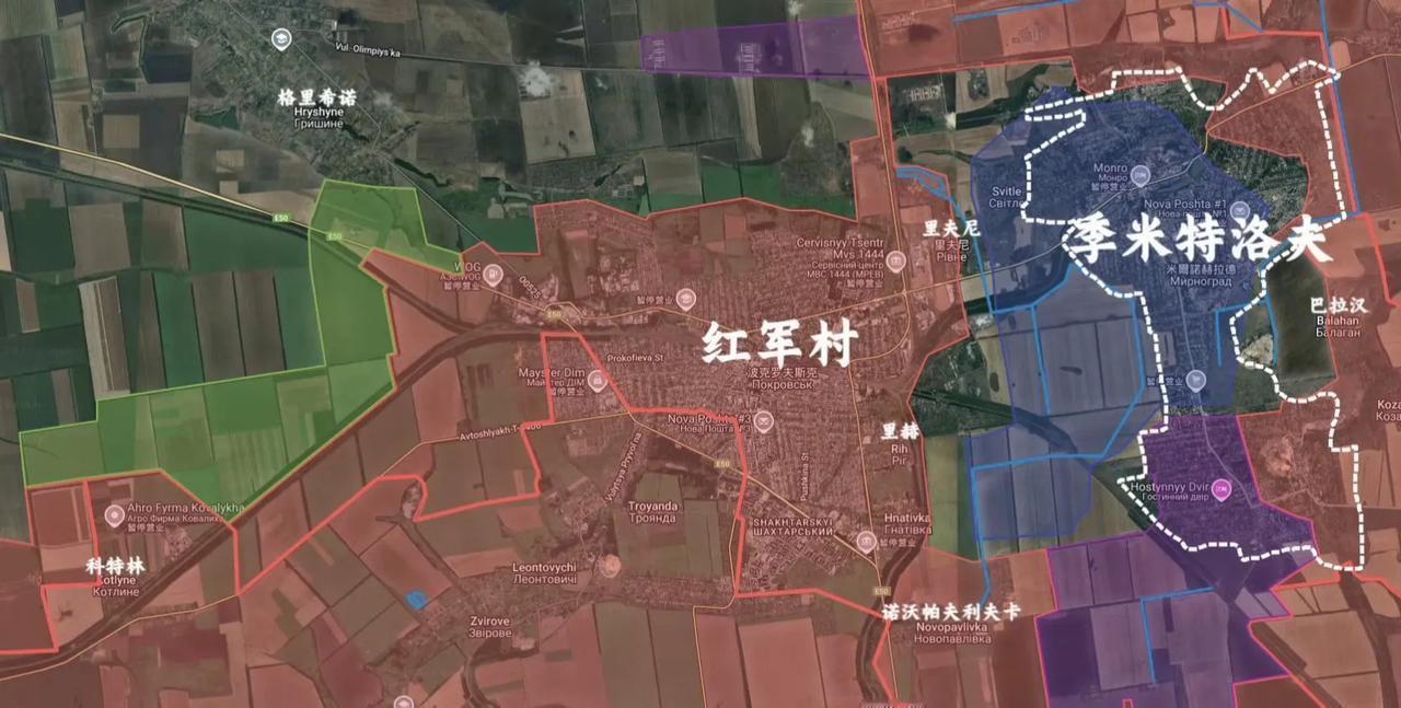 季米特洛夫的南部城区被俄军中部集群占领了，东北部城区也被俄军中部集群占领了很大一