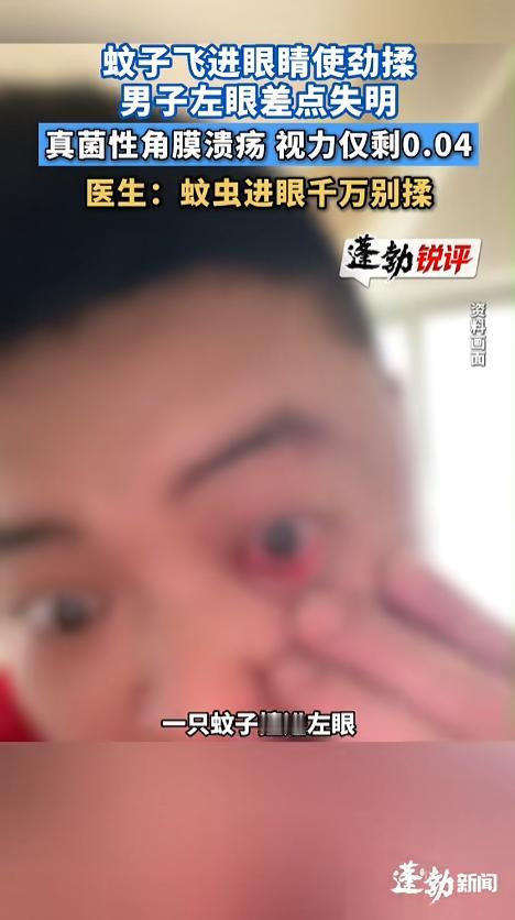 “用手去揉等于投毒！”近日，福建，一男子骑电动车下班，与一只蚊子发生了碰撞，当即