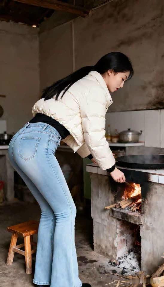 炉火映红脸，炊烟袅袅升。