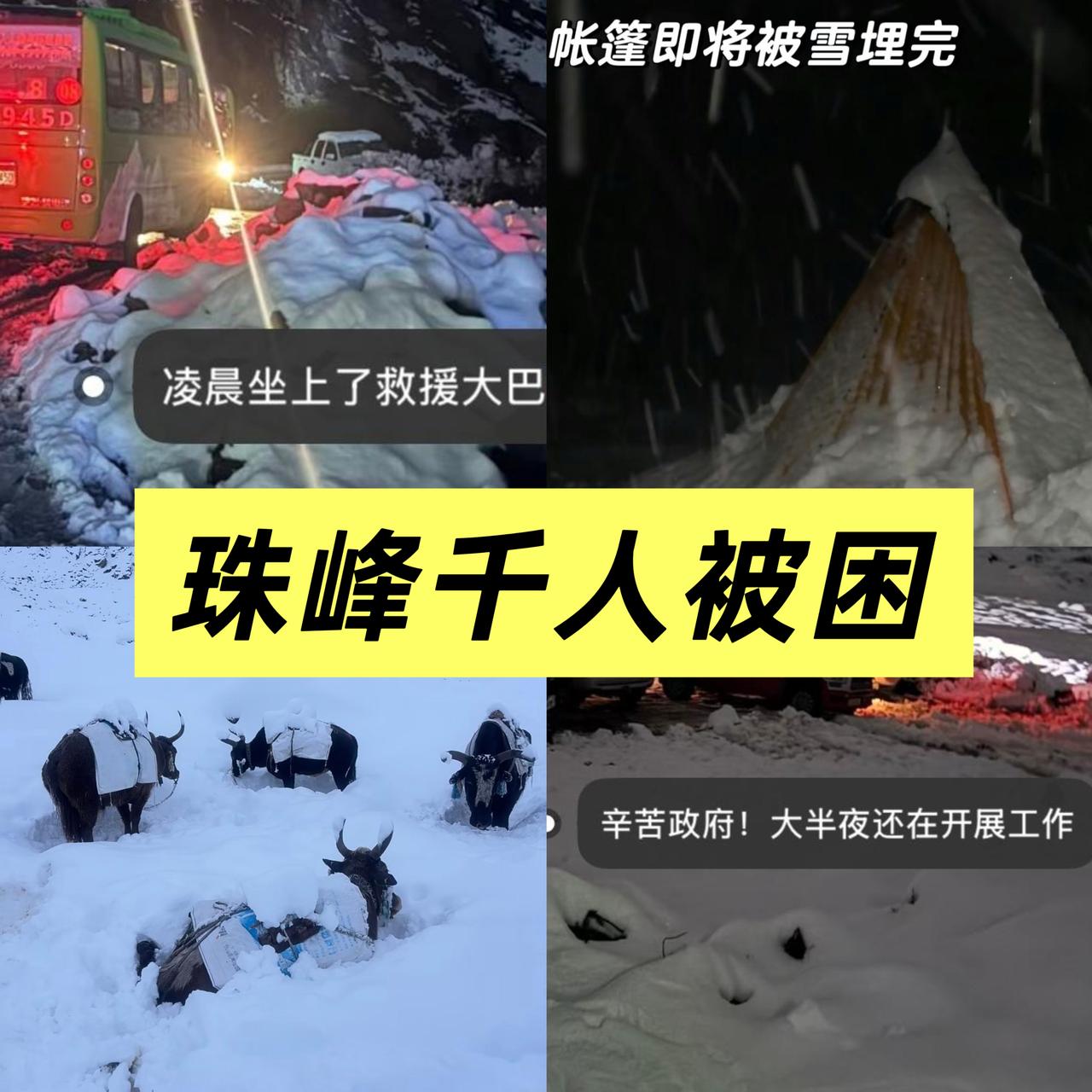 一个坏消息，一个好消息坏消息，西藏珠峰东坡营地突发暴雪，近千名徒步游客被困。最