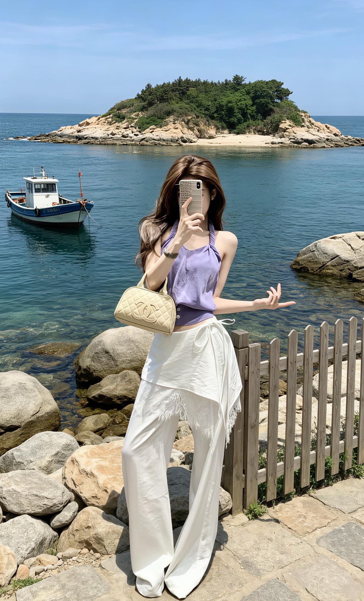 吊带阔腿裤穿搭夏日高腰阔腿裤度假风阔腿裤五一出游穿搭