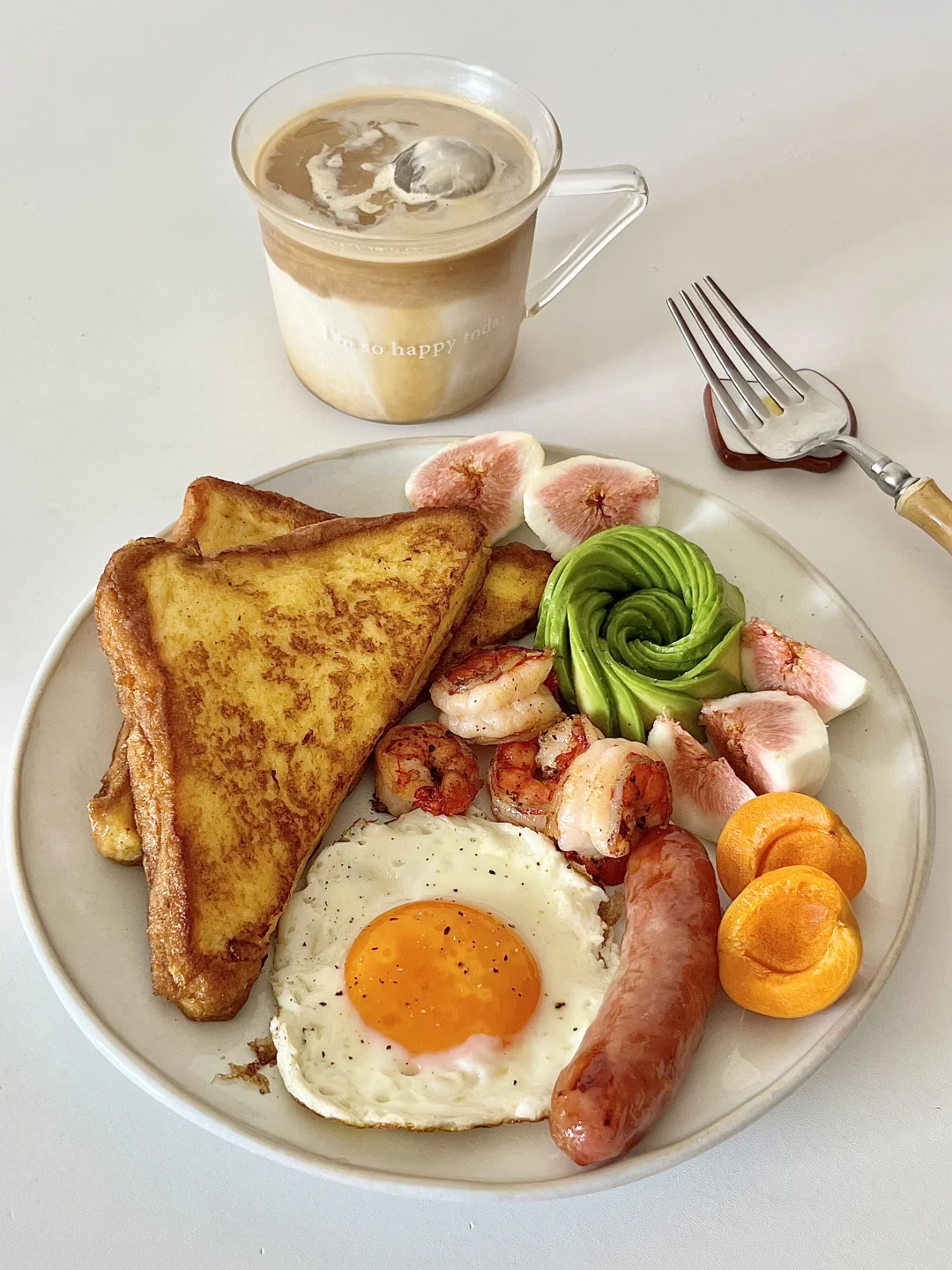 元气早餐|法式吐司🍞煎蛋拼盘🍽️冰拿铁☕