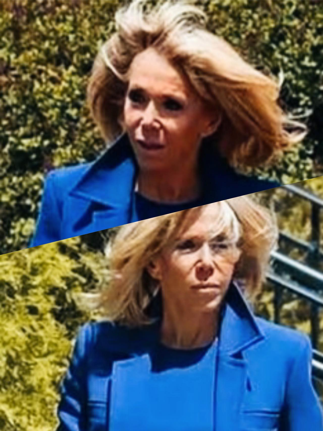 马克龙妻子布丽吉特的发型是不是很酷啊？布丽吉特的头发被风一吹，是不是看起来个性