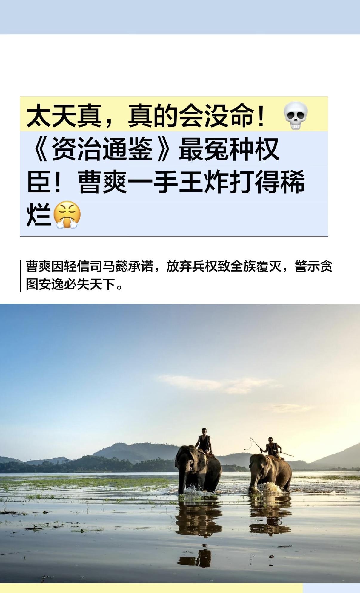 刷到曹爽之死的典故，越读越后背发凉。这段出自《资治通鉴》的血泪往事，用三族数