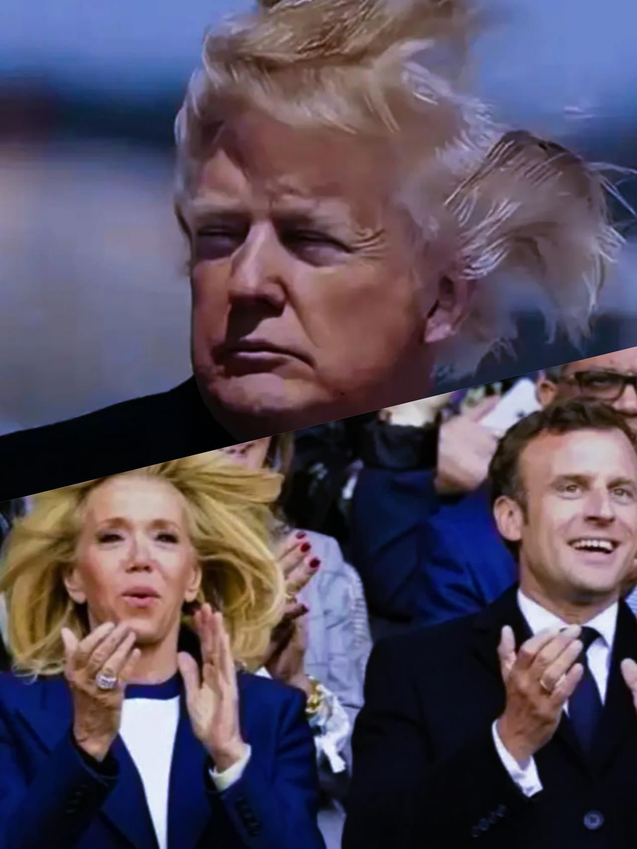 特朗普的发型和马克龙妻子布丽吉特的发型相比，谁的发型更有特点啊？特朗普和布丽吉