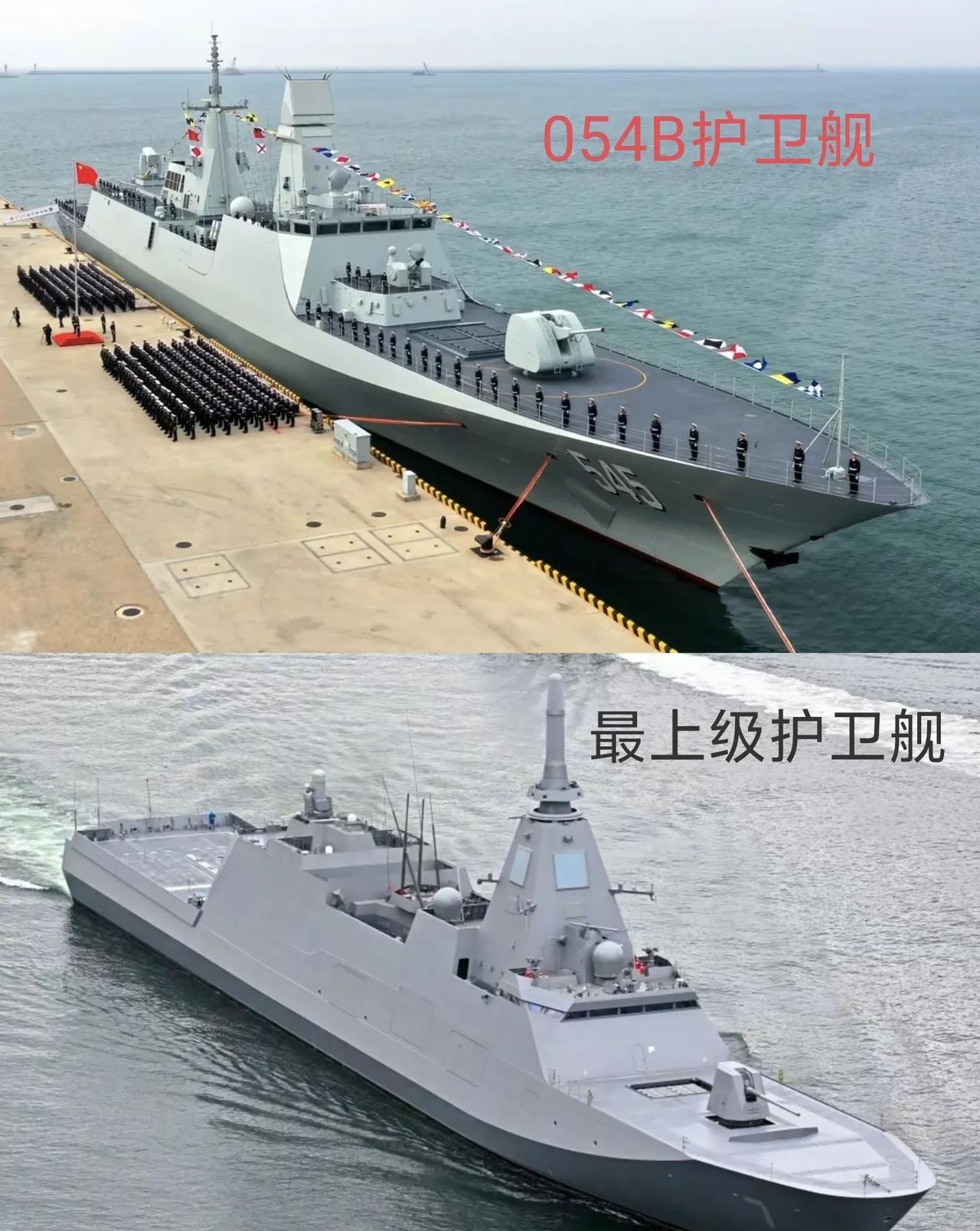 中国的054B型护卫舰和日本的最上级护卫舰（30FFM)都是两国海军最新型的中