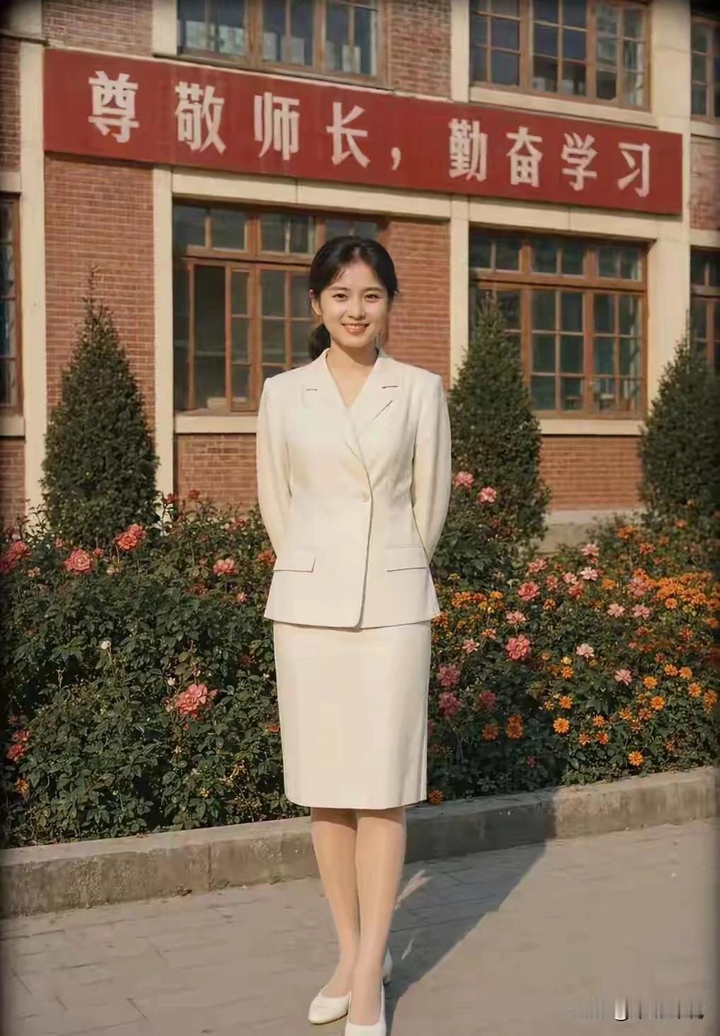 咋一看就是七八十年代美丽的女性，端庄大方，秀气可人，虽然穿着朴素点跟不上现在，但