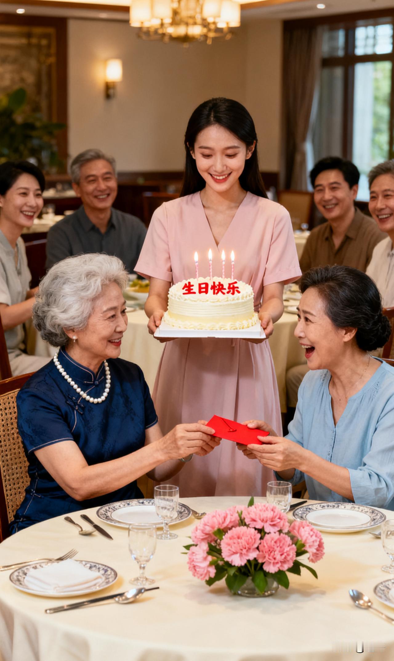 婆婆生日宴，我端上亲手做的蛋糕，她当众给我妈转了一万块！为了婆婆的六十大寿，