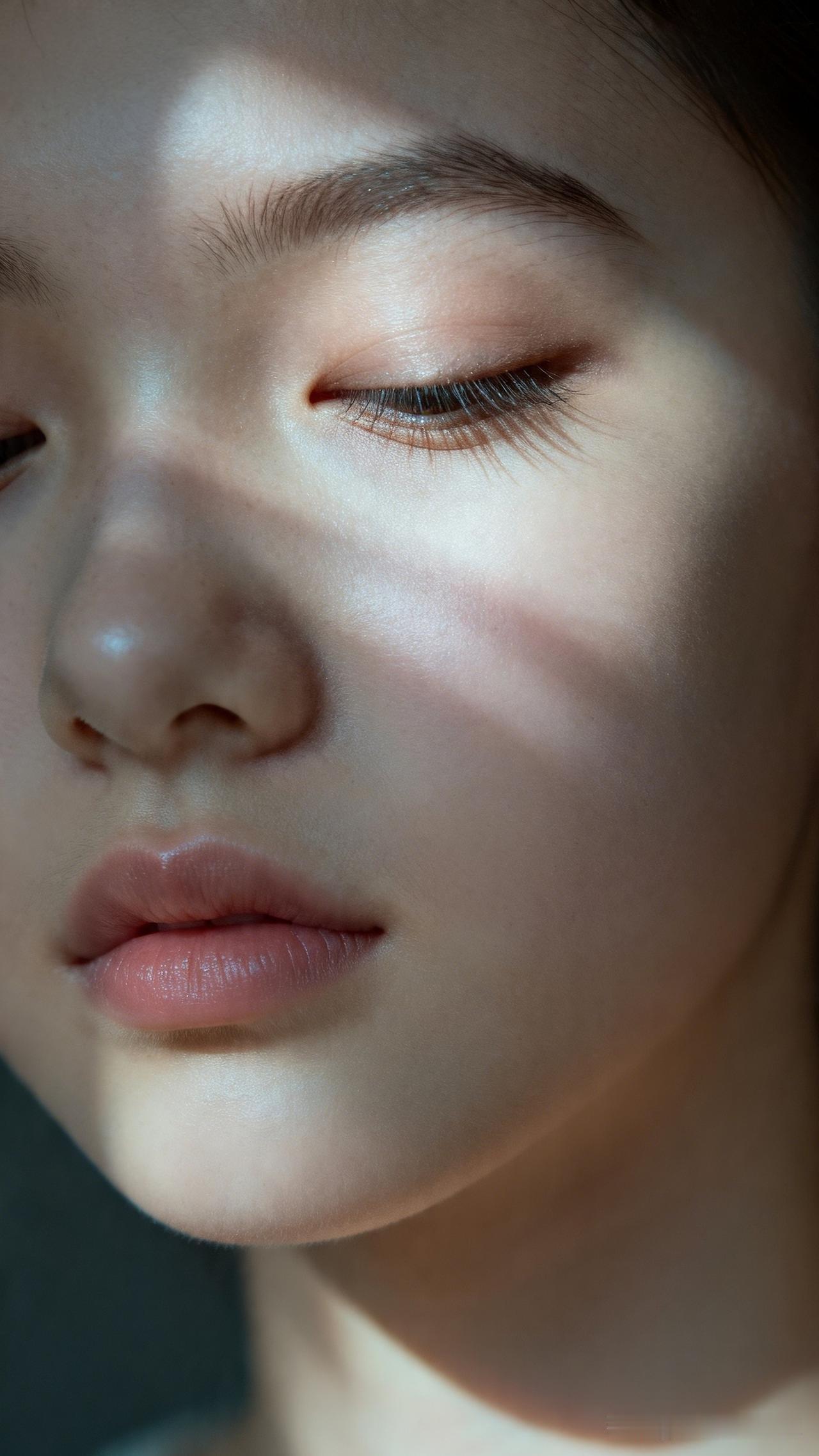 梦幻古风妆容，珠光宝气，闭眼沉思，宛如画中仙子。