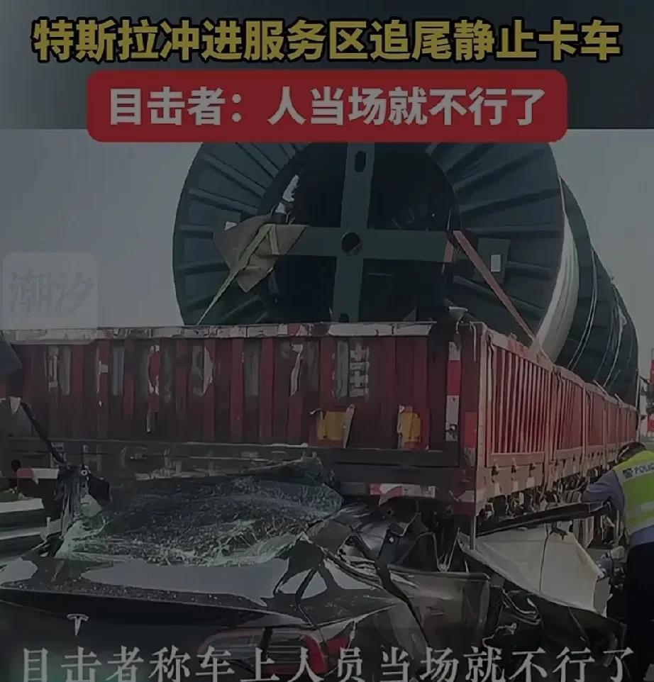 #特斯拉追尾大货车车头被撞碎#拉卷钢的车也敢撞，特斯拉是盾构机脑袋吗？也不看看