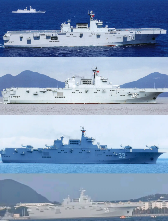 四艘075型两栖攻击舰到齐了，新成员是34号“湖北”舰。可惜咱湖北是军工大省，